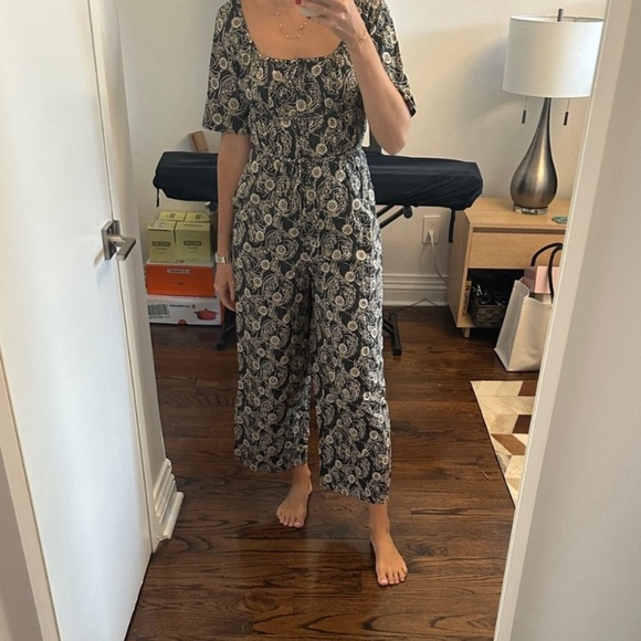 Rebecca Taylor women's Hunter Green/Cream monarch Fleur Poplin Jumpsuit size 10 - Picture 9 of 9